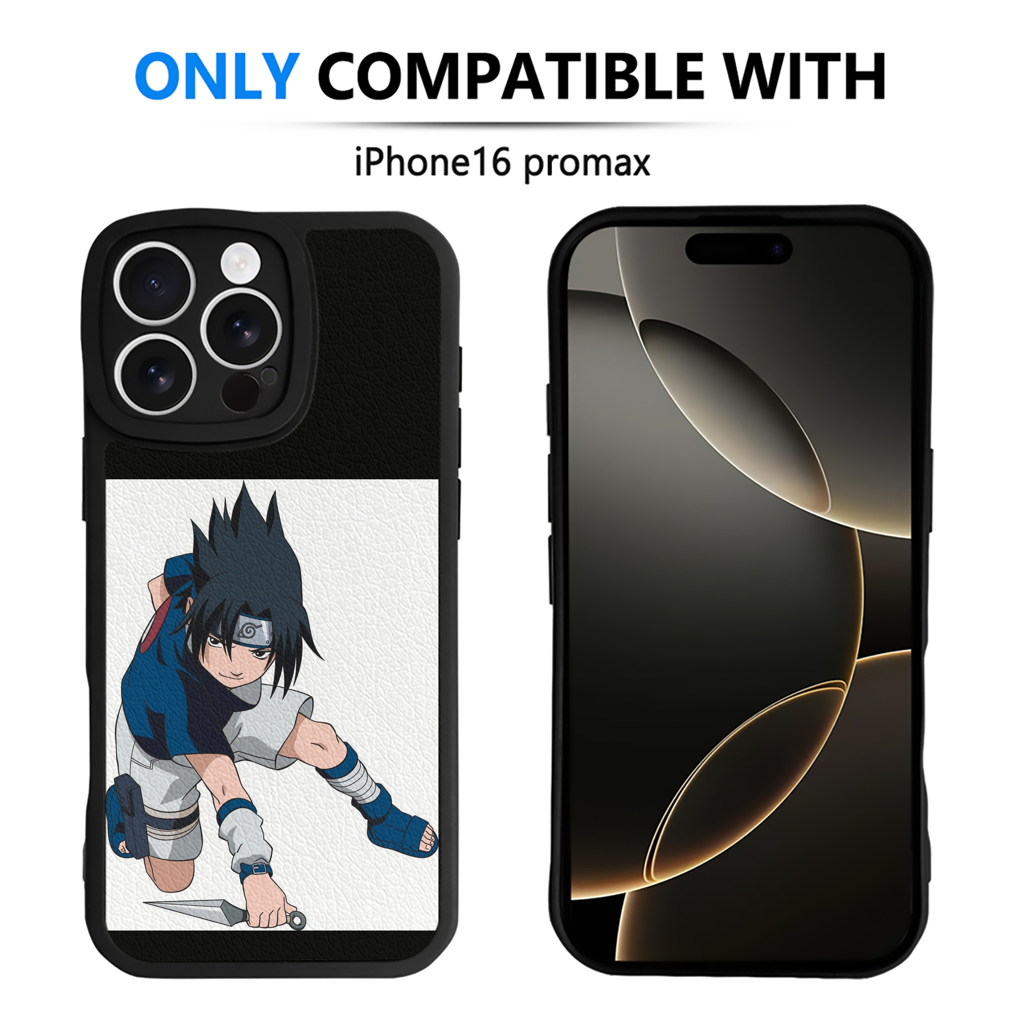 （画像用） NARUTO -ナルト- うちは サスケ Uchiha Sasuke 【iPhone 16シリーズ対応】シリコンスマホケース（レザー調） 材質：シリコン